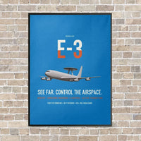 Thumbnail for E-3 Sentry AWACS vertical canvas print - framed - turquoise background