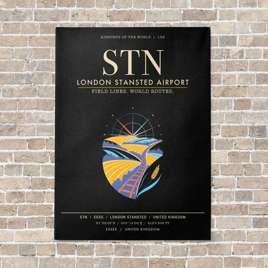 London Stansted Airport STN - Canvas Framed - Black