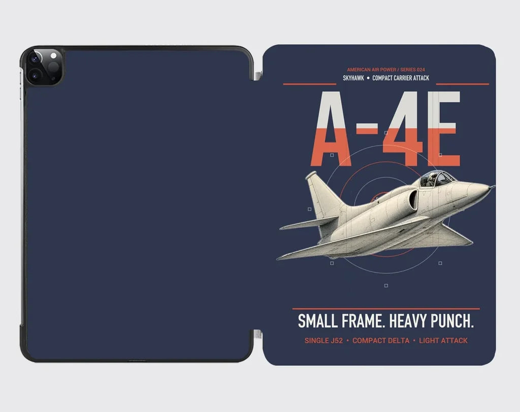 A-4E Skyhawk design on navy blue ipad tablet case