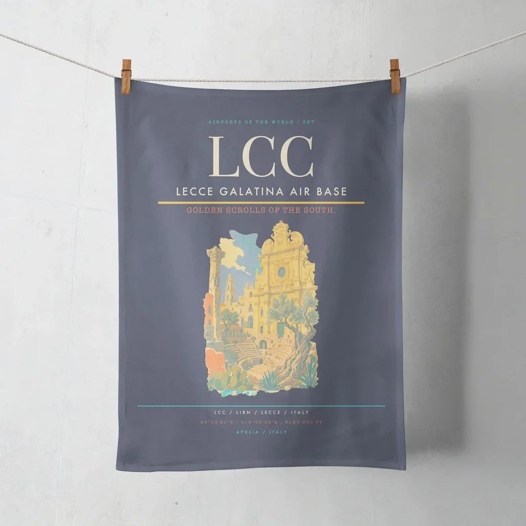 Lecce Galatina Air Base (LCC) design on navy blue towel