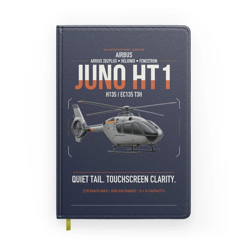 Airbus H135 Juno HT1 design on navy blue notebook