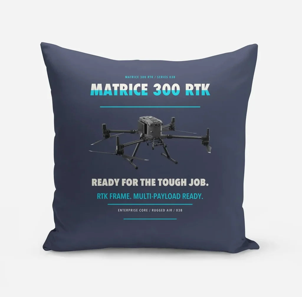 DJI Matrice 300 RTK design on navy blue pillow