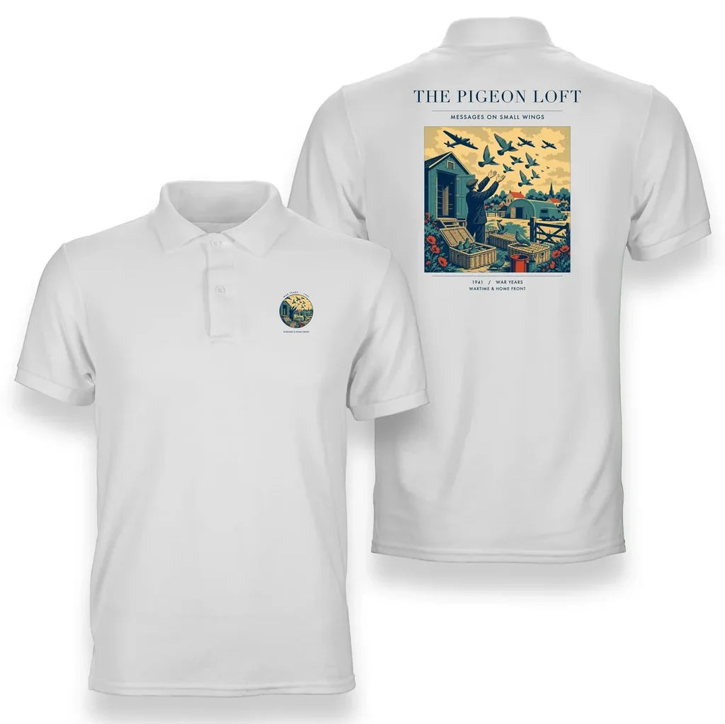 VINTAGE G4526 - The Pigeon Loft - Double-Side Polo T-Shirt design on white