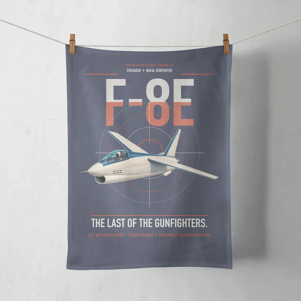 F-8E Crusader design on navy blue towel