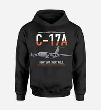 Thumbnail for C-17A Globemaster III design on black double-side hoodie, single-side print