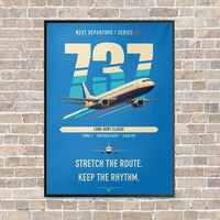 Thumbnail for Boeing 737-400 Classic vertical canvas print - framed - turquoise background