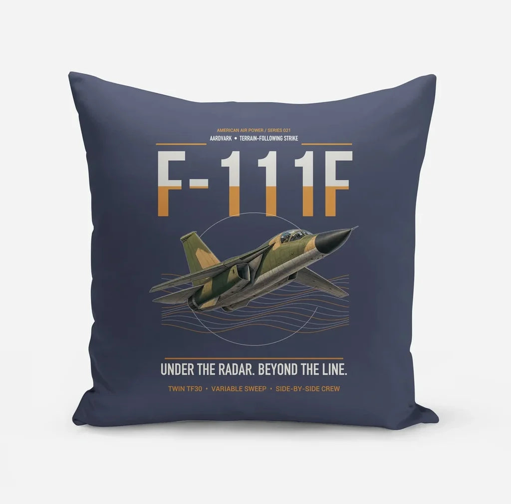 F-111F Aardvark design on navy blue pillow