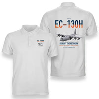 Thumbnail for EC-130H Compass Call design on white double-side polo t-shirt, double-side print