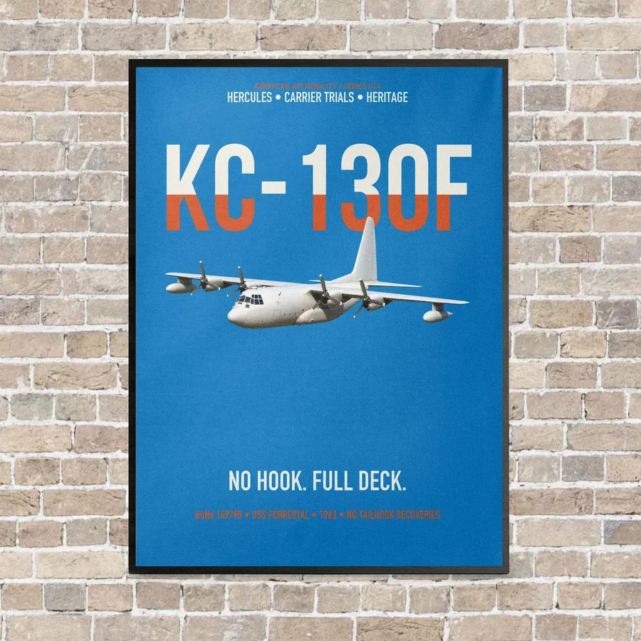 KC-130F BuNo 149798 vertical canvas print - framed - turquoise background