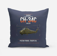 Thumbnail for Sikorsky CH-34C Choctaw design on navy blue pillow