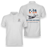 Thumbnail for C-2A Greyhound design on white double-side polo t-shirt, double-side print