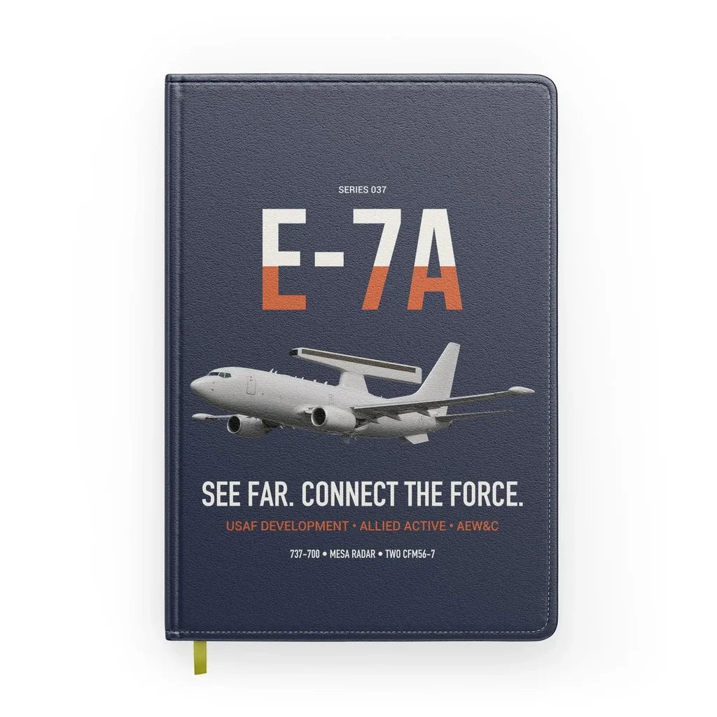 E-7A Wedgetail design on navy blue notebook