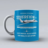 Thumbnail for Cessna Citation Sovereign+ design on turquoise ceramic mug, double-side print