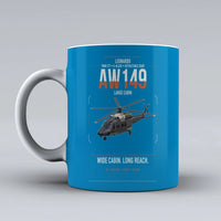 Thumbnail for Leonardo AW149 design on turquoise ceramic mug, double-side print