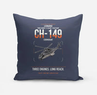 Thumbnail for Leonardo CH-149 Cormorant design on navy blue pillow