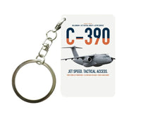 Thumbnail for C-390 Millennium design on white designed key chain, double-side print