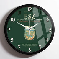 Thumbnail for Manas International Airport Bishkek BSZ Wall-Clock Framed - Dark Green