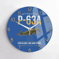 Thumbnail for P-63A Kingcobra design on blue no frame wall clock