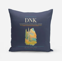 Thumbnail for Dnipropetrovsk International Airport (DNK) design on navy blue pillow