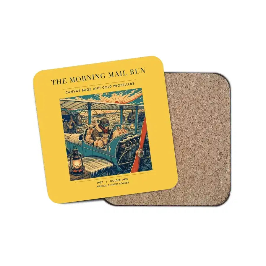 The Morning Mail Run - Designed Coasters design on yellow 1-piece
