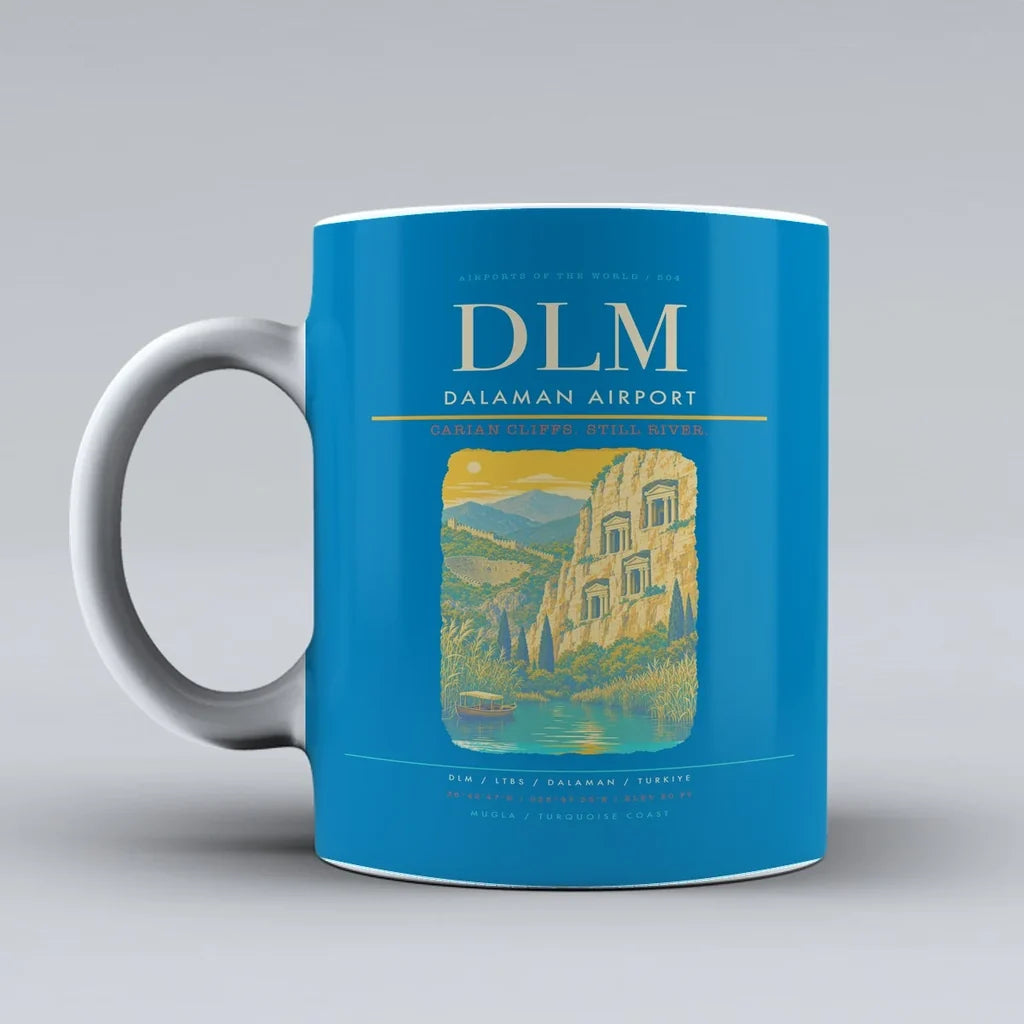 Airport DLM Mug design on turquoise dalaman