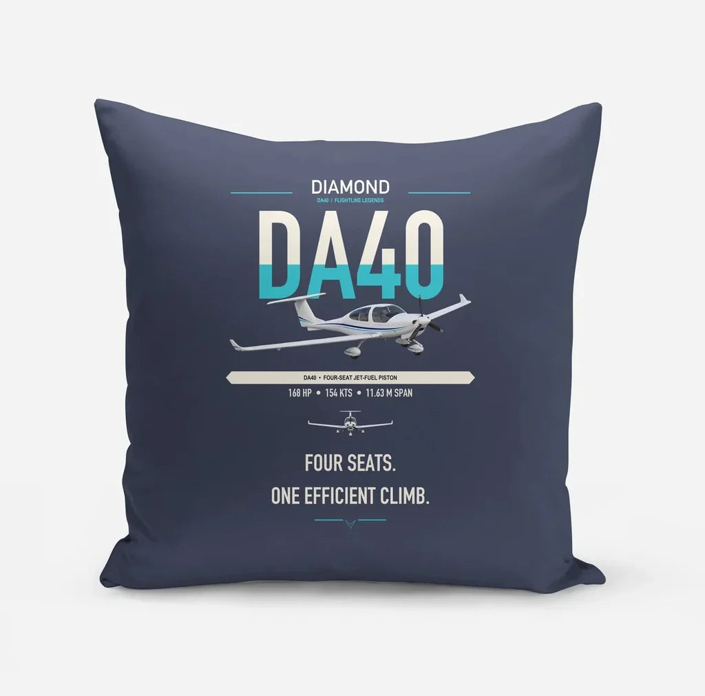 Diamond DA40 design on navy blue pillow