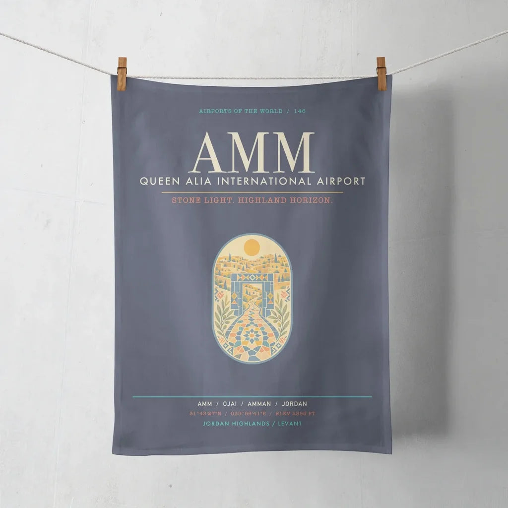 Queen Alia International Airport AMM - Highland Mosaic Gate - Navy Blue