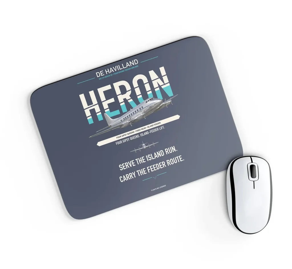 de Havilland DH.114 Heron 2D design on navy blue rectangle mouse pad
