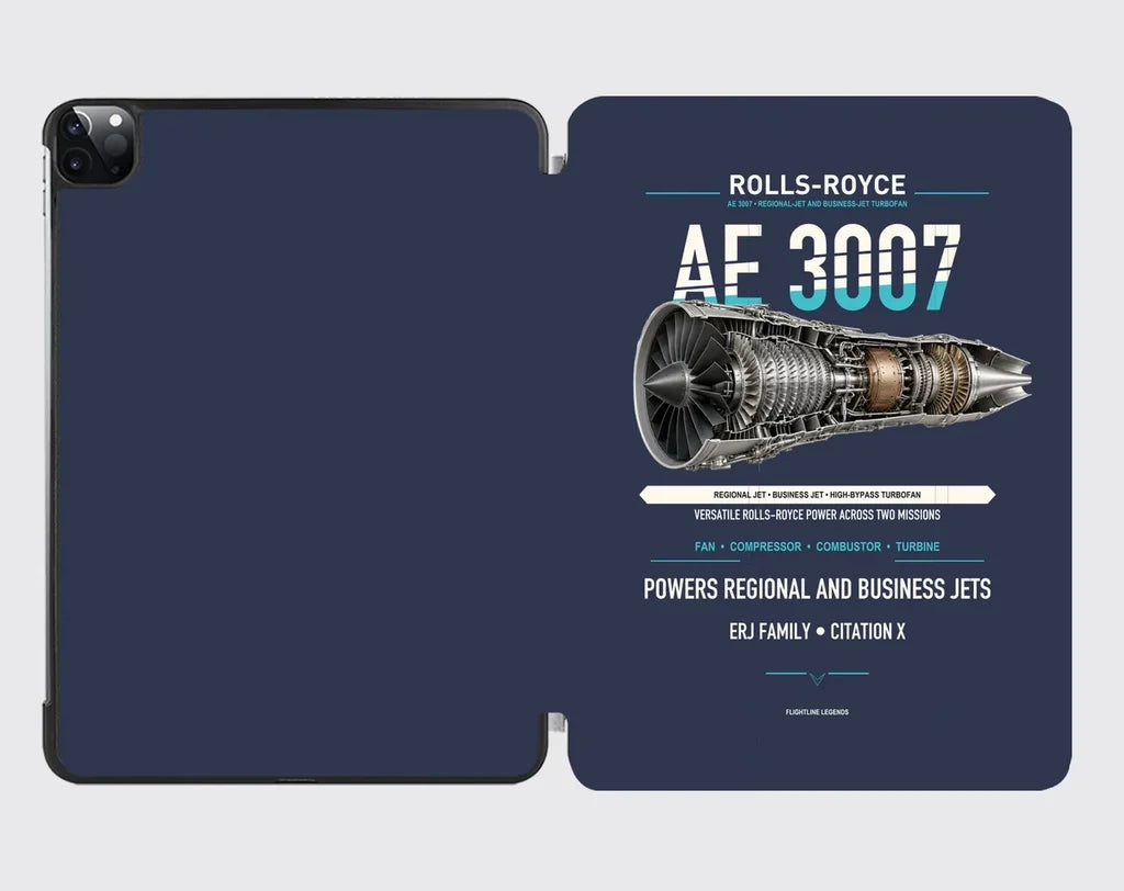 AE 3007 design on navy blue ipad tablet case