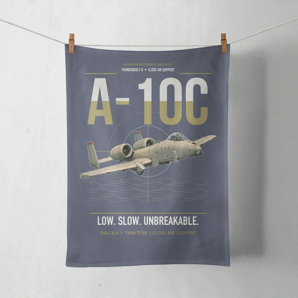 A-10C Thunderbolt II design on navy blue towel