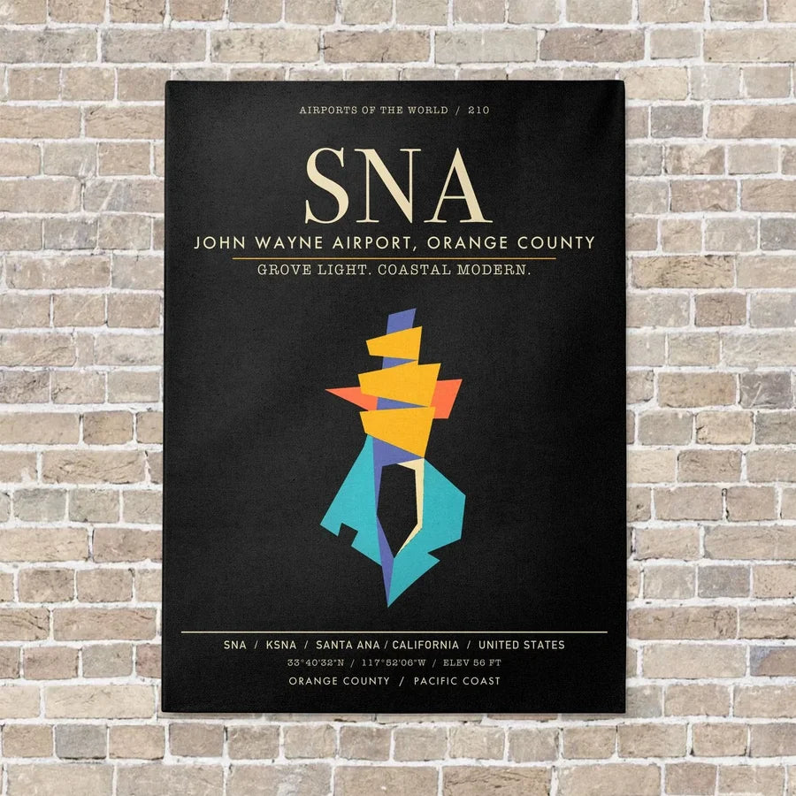 John Wayne Airport Orange County SNA - Canvas Framed - Black