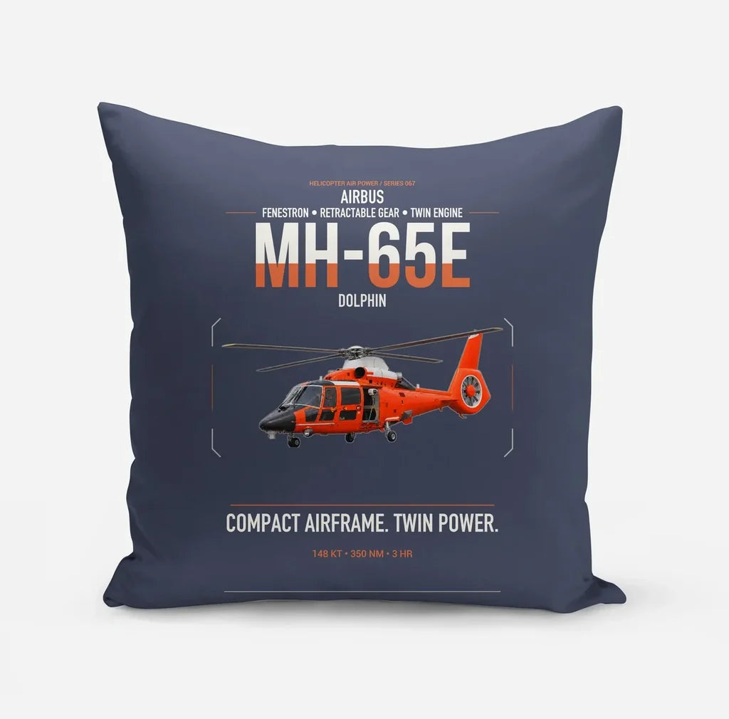 Airbus MH-65E Dolphin design on navy blue pillow