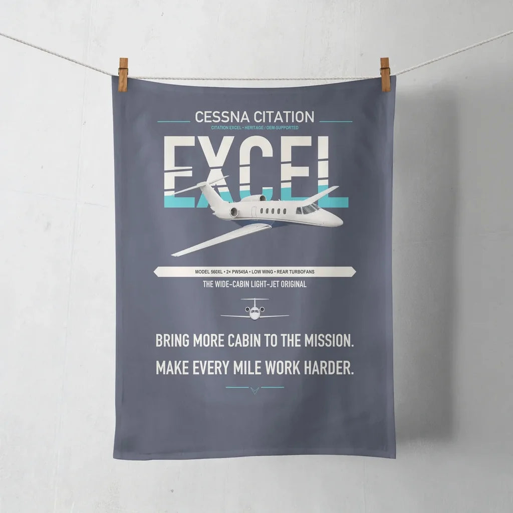 Cessna Citation Excel design on navy blue towel