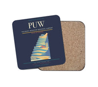 Thumbnail for Pullman–Moscow Regional Airport (PUW) design on navy blue 1 piece coaster