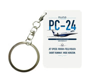 Thumbnail for Pilatus PC-24 design on white designed key chain, double-side print