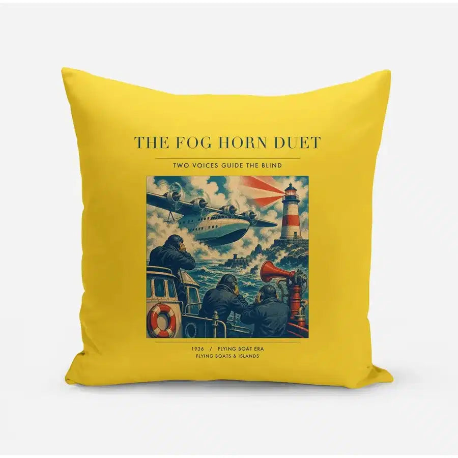 VINTAGE G4437 - The Fog Horn Duet - Designed Pillows design on yellow