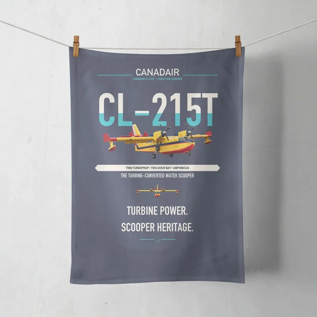 Canadair CL-215T design on navy blue towel