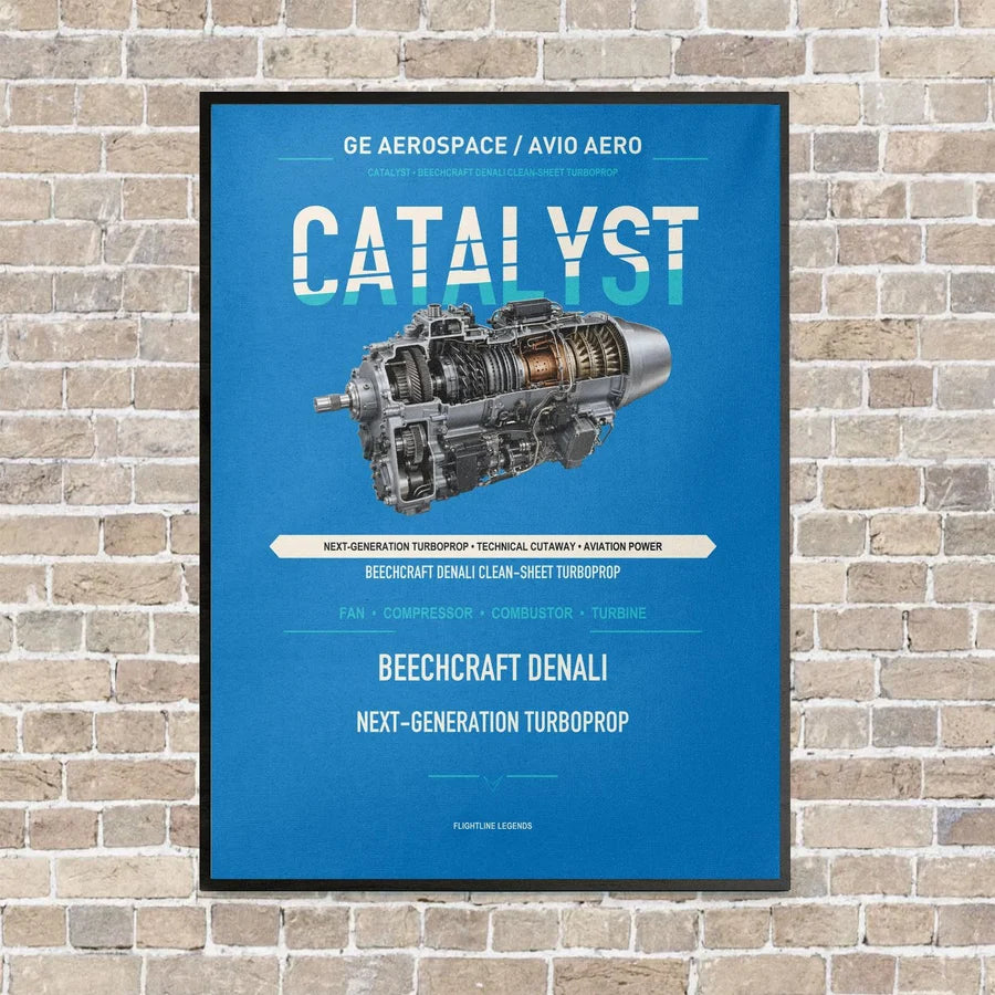 CATALYST vertical canvas print - framed - turquoise background