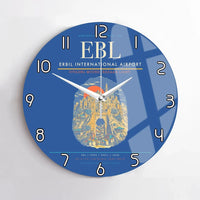 Thumbnail for Erbil International Airport (EBL) design on blue no frame wall clock