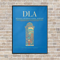 Thumbnail for Douala International Airport DLA vertical canvas print - framed - turquoise background