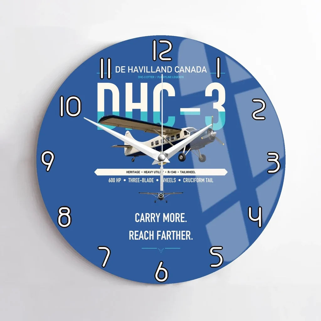 DHC-3 Otter design on blue no frame wall clock