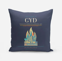 Thumbnail for Heydar Aliyev International Airport (GYD) design on navy blue pillow