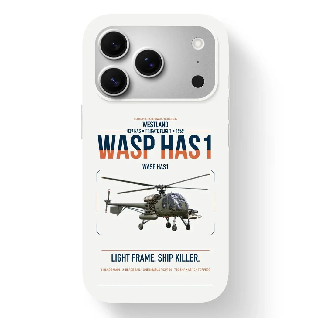 Westland Wasp HAS1 design on white magsafe iphone case, for iPhone 17 Pro