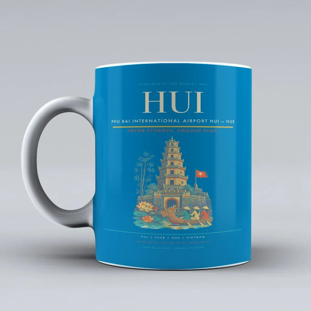 Bai International Airport HUI — Hue Mug design on turquoise phu