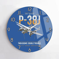Thumbnail for P-38J Lightning design on blue no frame wall clock