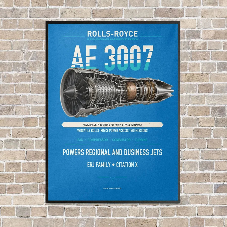 AE 3007 vertical canvas print - framed - turquoise background