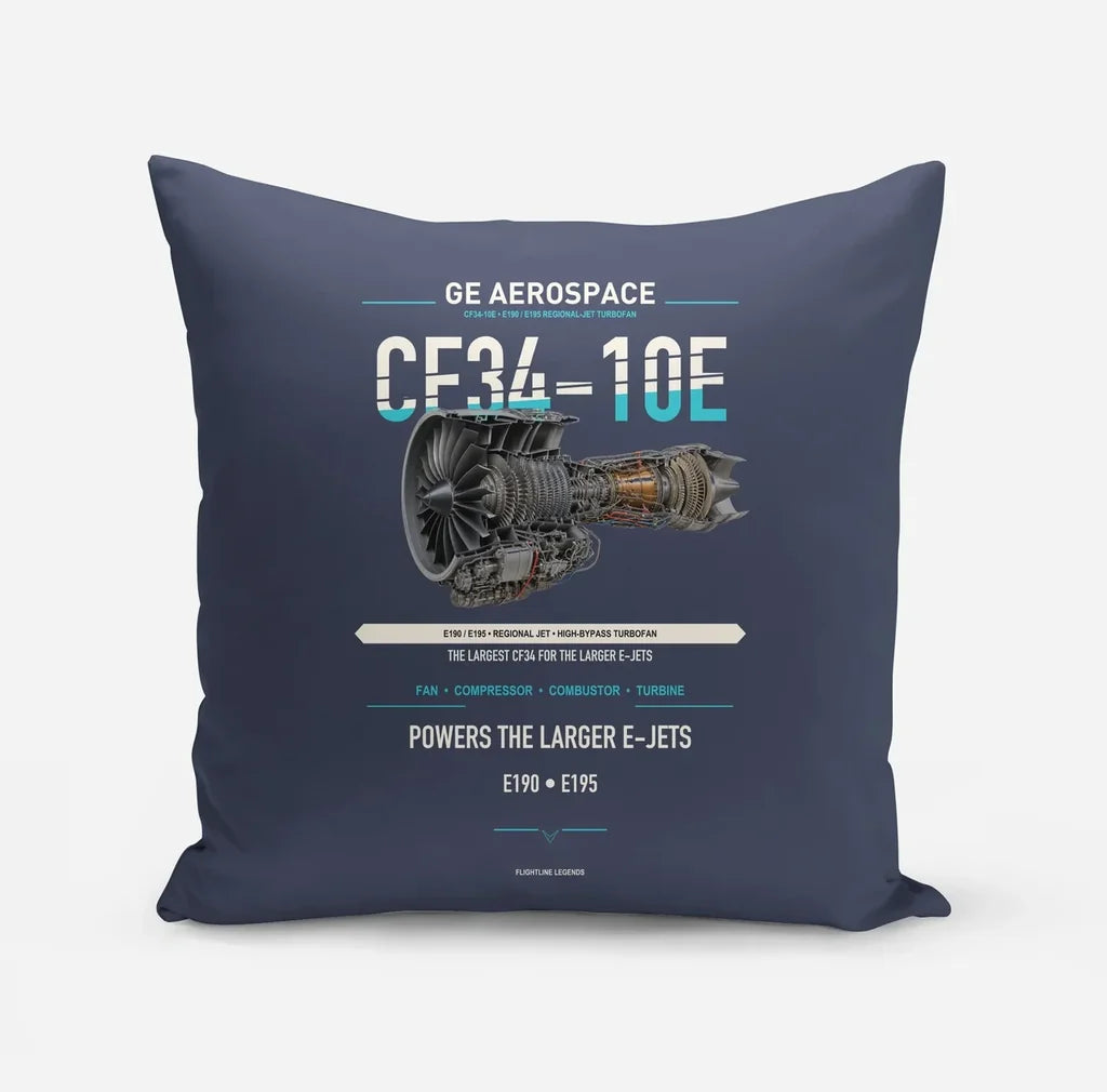 CF34-10E design on navy blue pillow