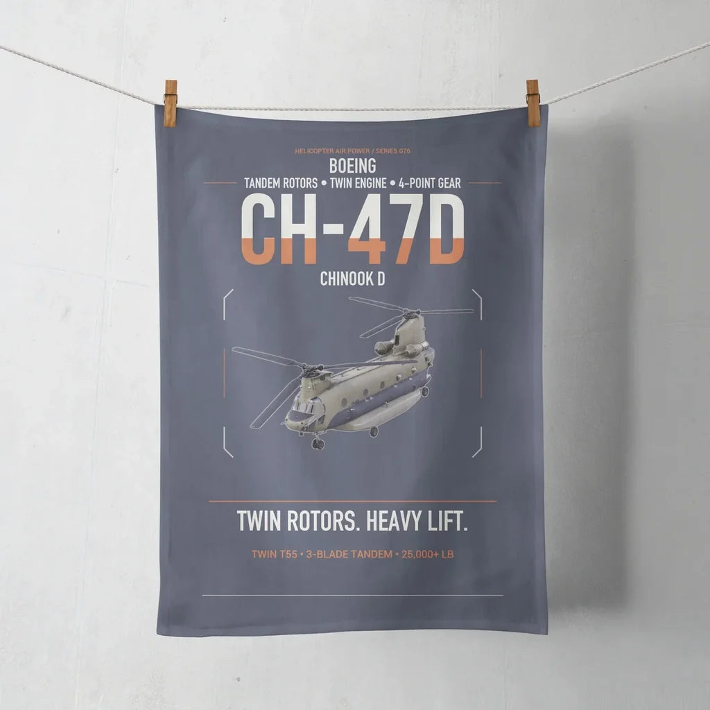 Boeing CH-47D design on navy blue towel