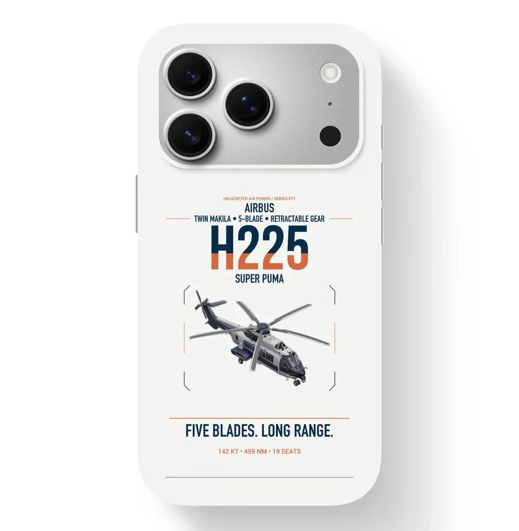Airbus H225 design on white magsafe iphone case, for iPhone 17 Pro