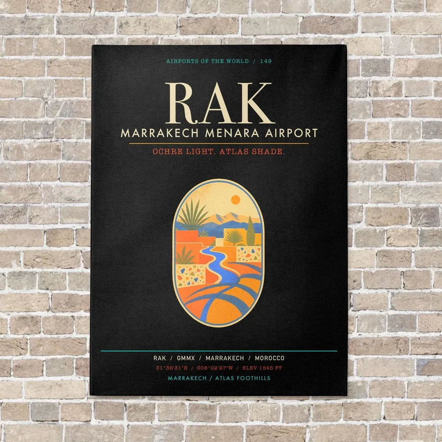 Marrakech Menara Airport RAK - Canvas Framed - Black
